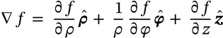 Gradient in Cylindrical Coordinates