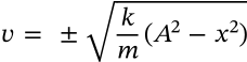 Velocity of Mass-Spring System